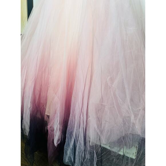 NWT MAC DUGGAL 20557 Pink Ombre Strapless Tulle Base Feather Bodice Gown Size 14 - Picture 5 of 16